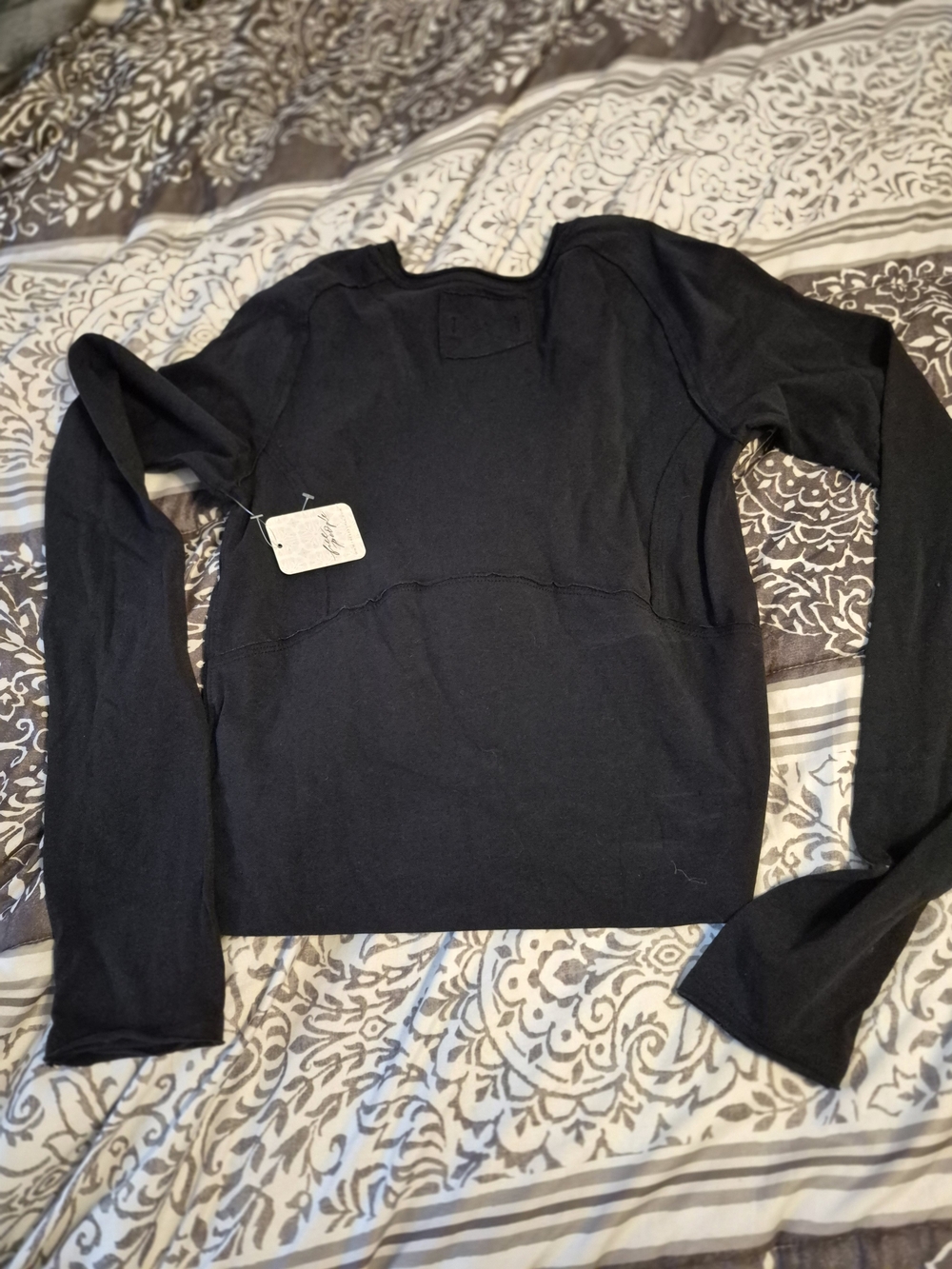 Free People Black Long Sleeve Pullover Top